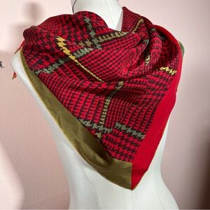 Vintage 1970's Christian Fischbacher Houndstooth Plaid MCM oversized Scarf